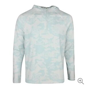 G/FORE 1/4 Zip Hoodie Camo Skull Baby Light Blue White Pullover Lightweight Sz L